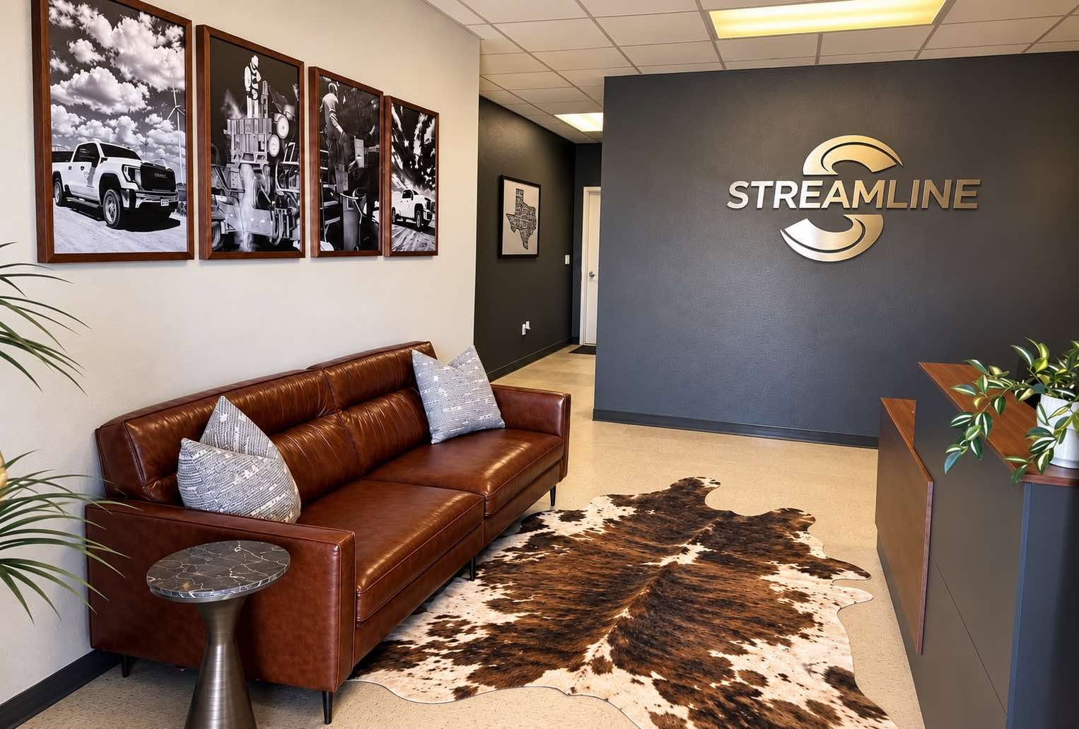 Streamline Industrial office lobby and logo wall